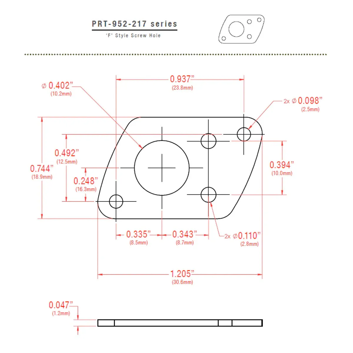 GraphTech Ratio Plate For F-Style Screw Hole ~ Chrome (1pc)