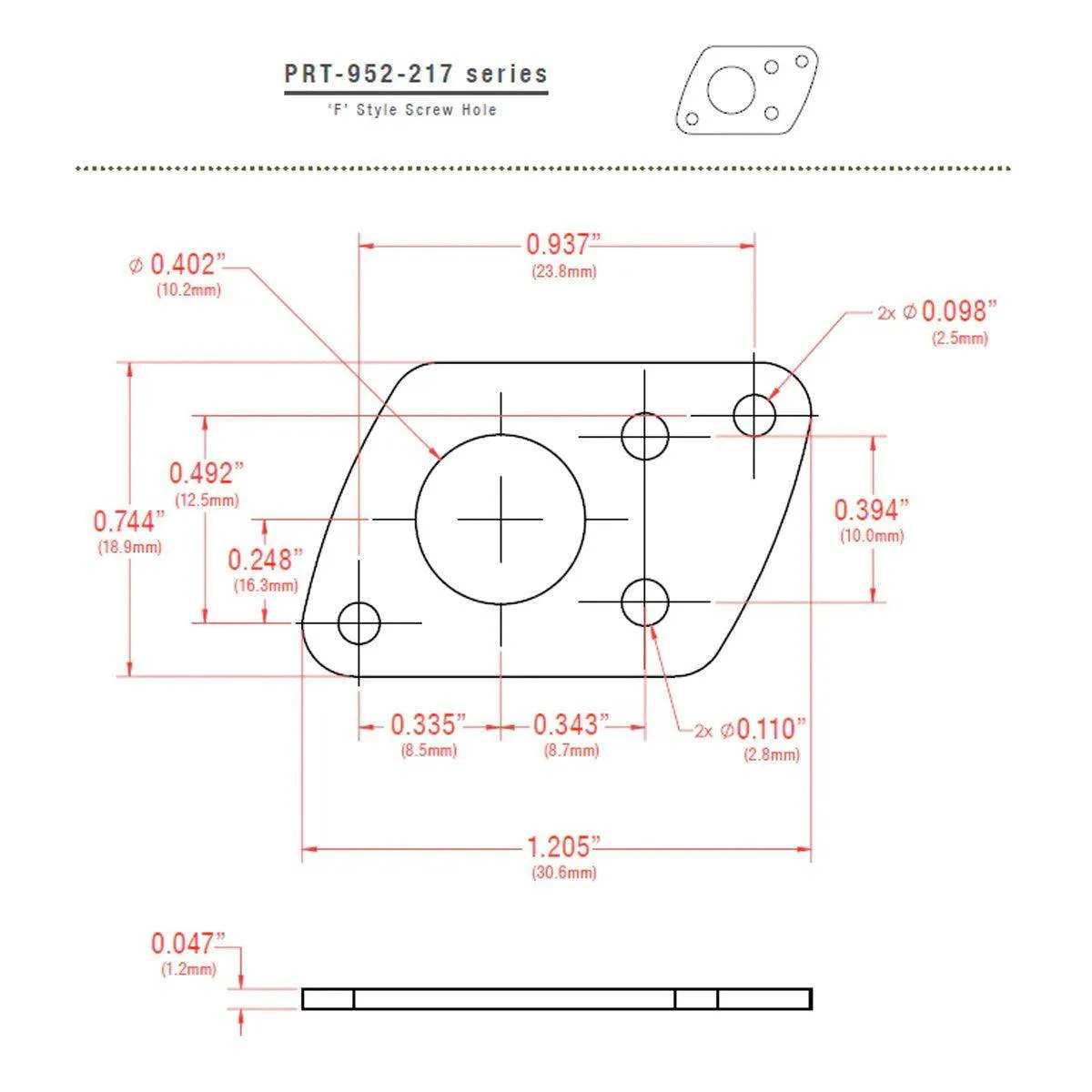 GraphTech Ratio Plate For F-Style Screw Hole ~ Gold (1pc)