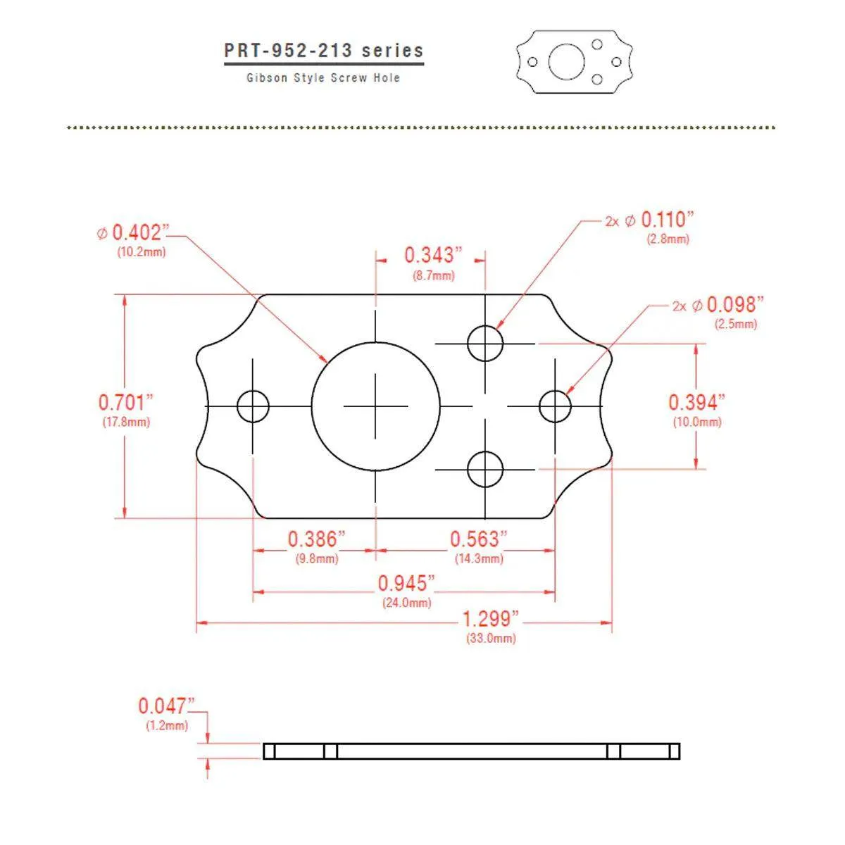 GraphTech Ratio Plate For Gibson Style Screw Hole ~ Chrome (1pc)