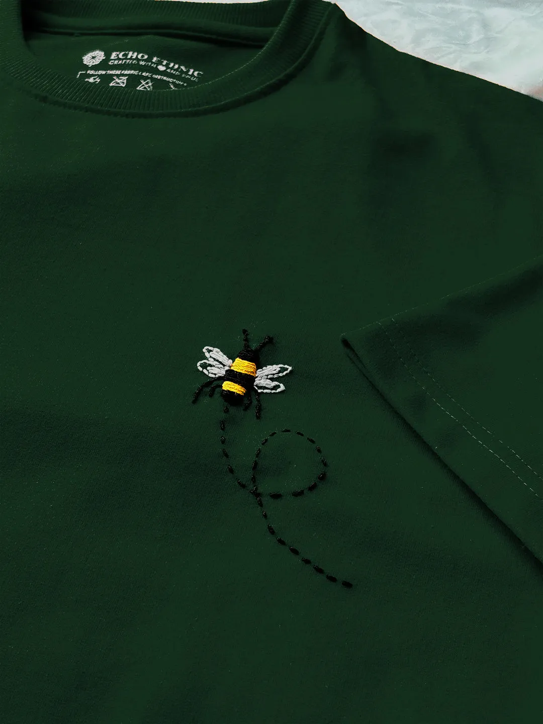 Green - Unisex Hand Embroidered Oversize T-Shirt