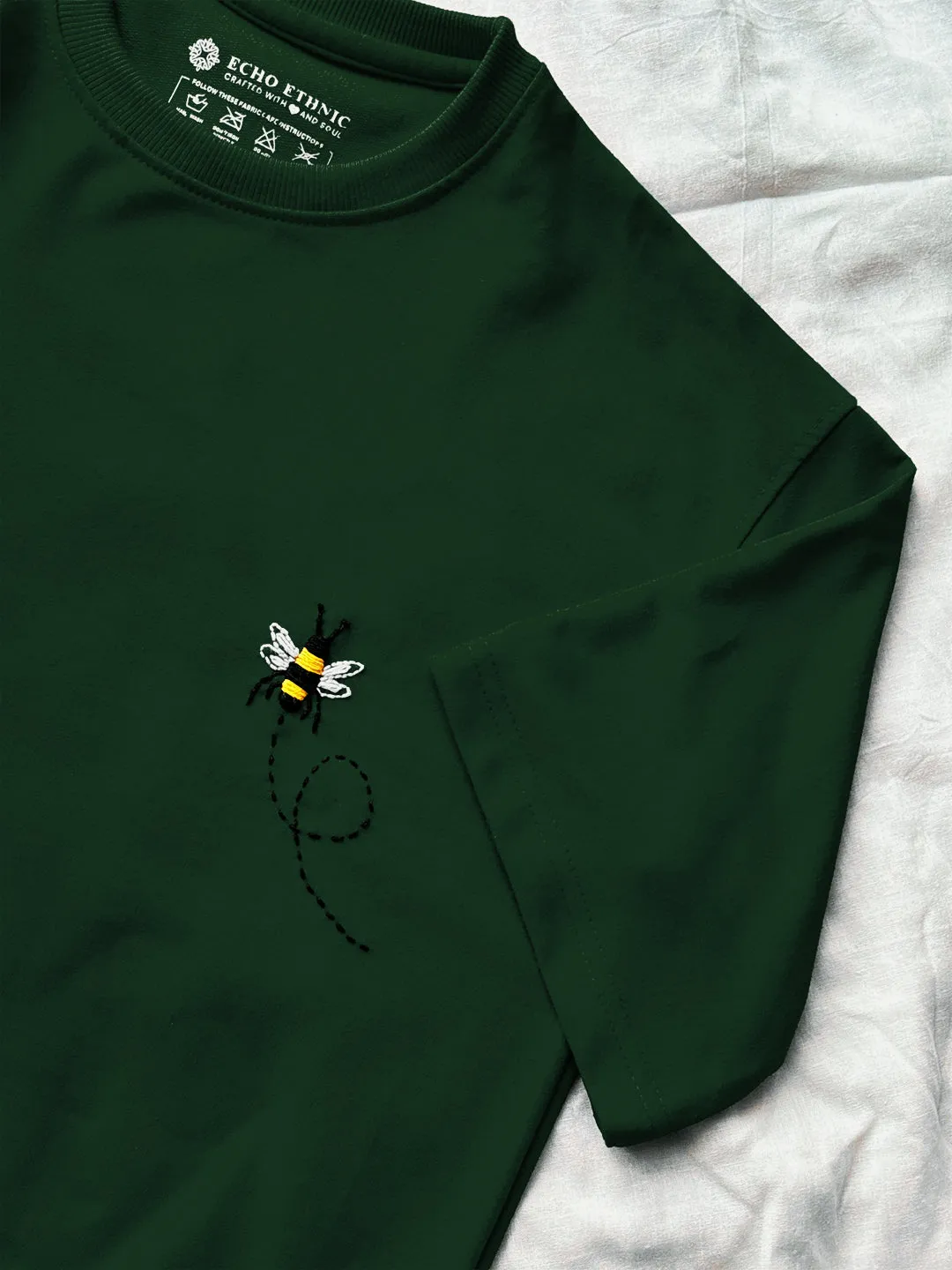 Green - Unisex Hand Embroidered Oversize T-Shirt
