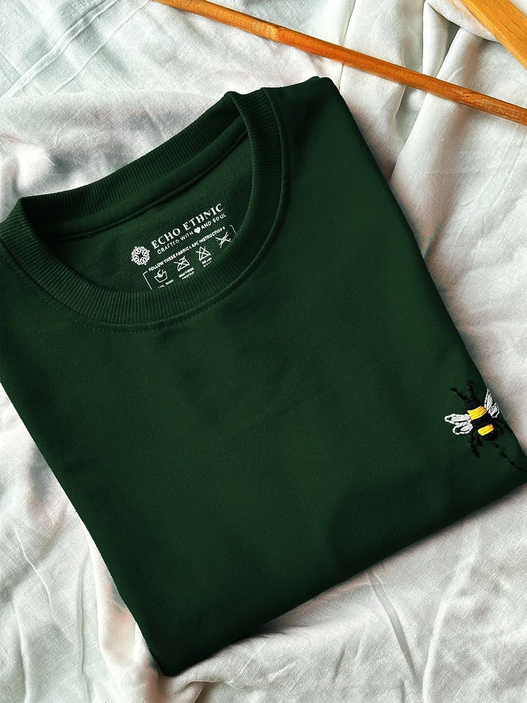 Green - Unisex Hand Embroidered Oversize T-Shirt