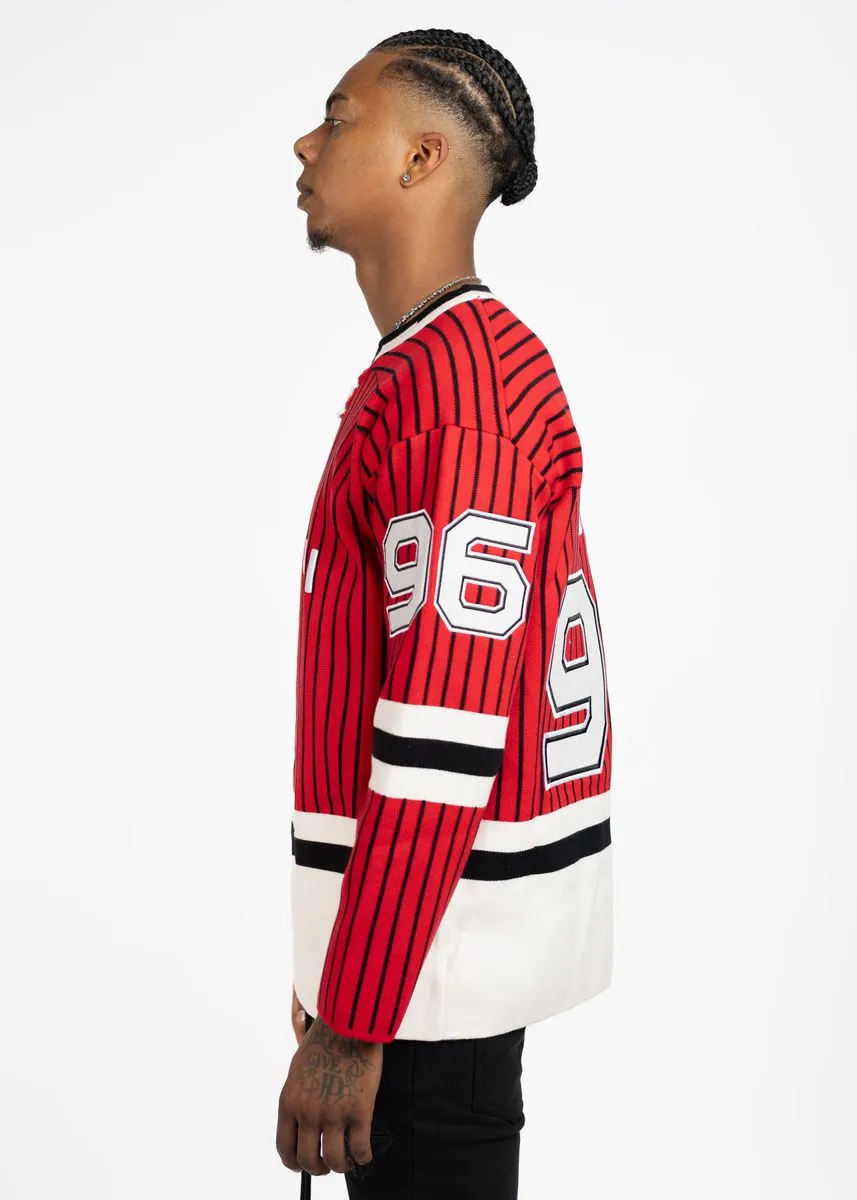 GUAPI Blood Red Knit Hockey Jersey (Red)