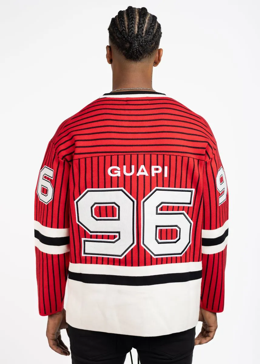 GUAPI Blood Red Knit Hockey Jersey (Red)