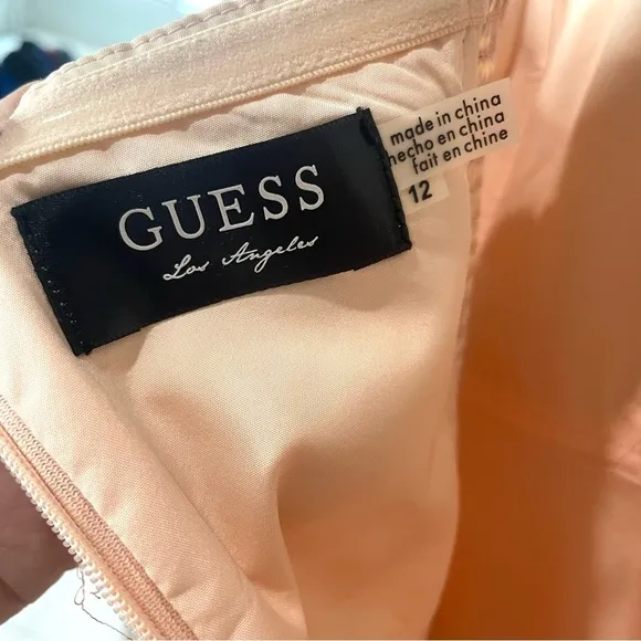 GUESS  Hi Low Chiffon Sweetheart Party Dress Pastels Demure SZ 12  EUC