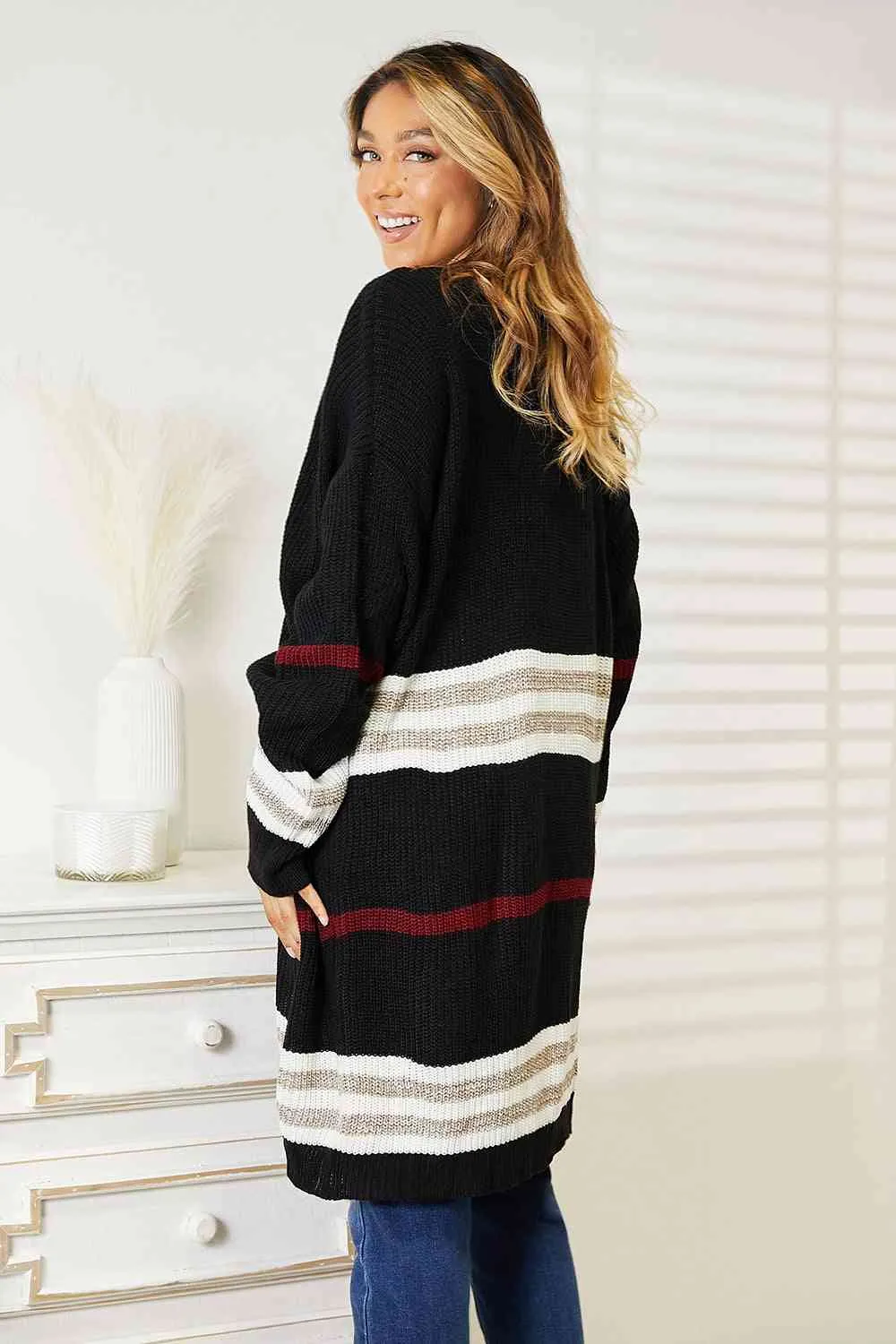 Harmony Striped Rib-Knit Cardigan
