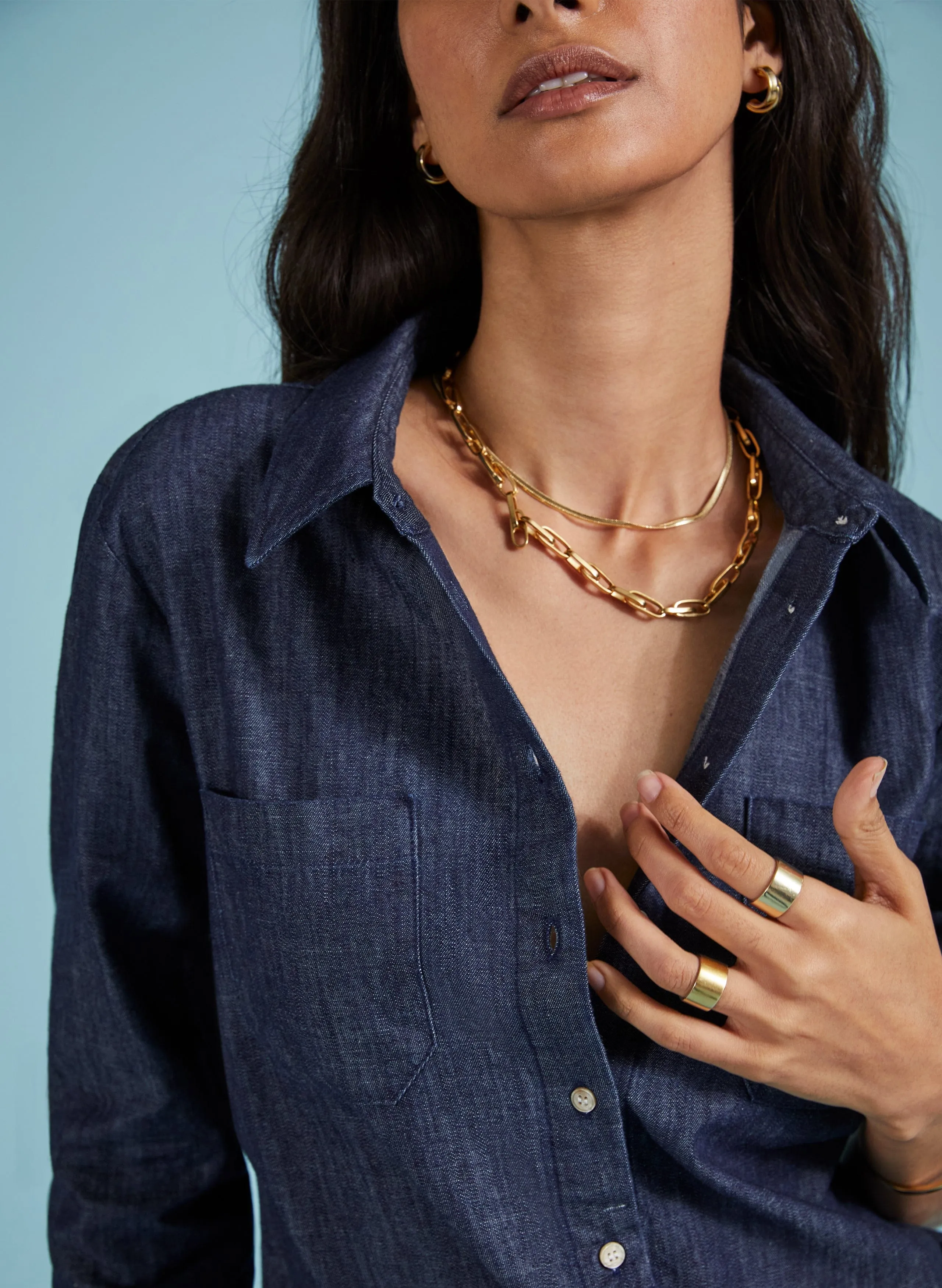Hattie Organic Denim Shirt | Dark Indigo