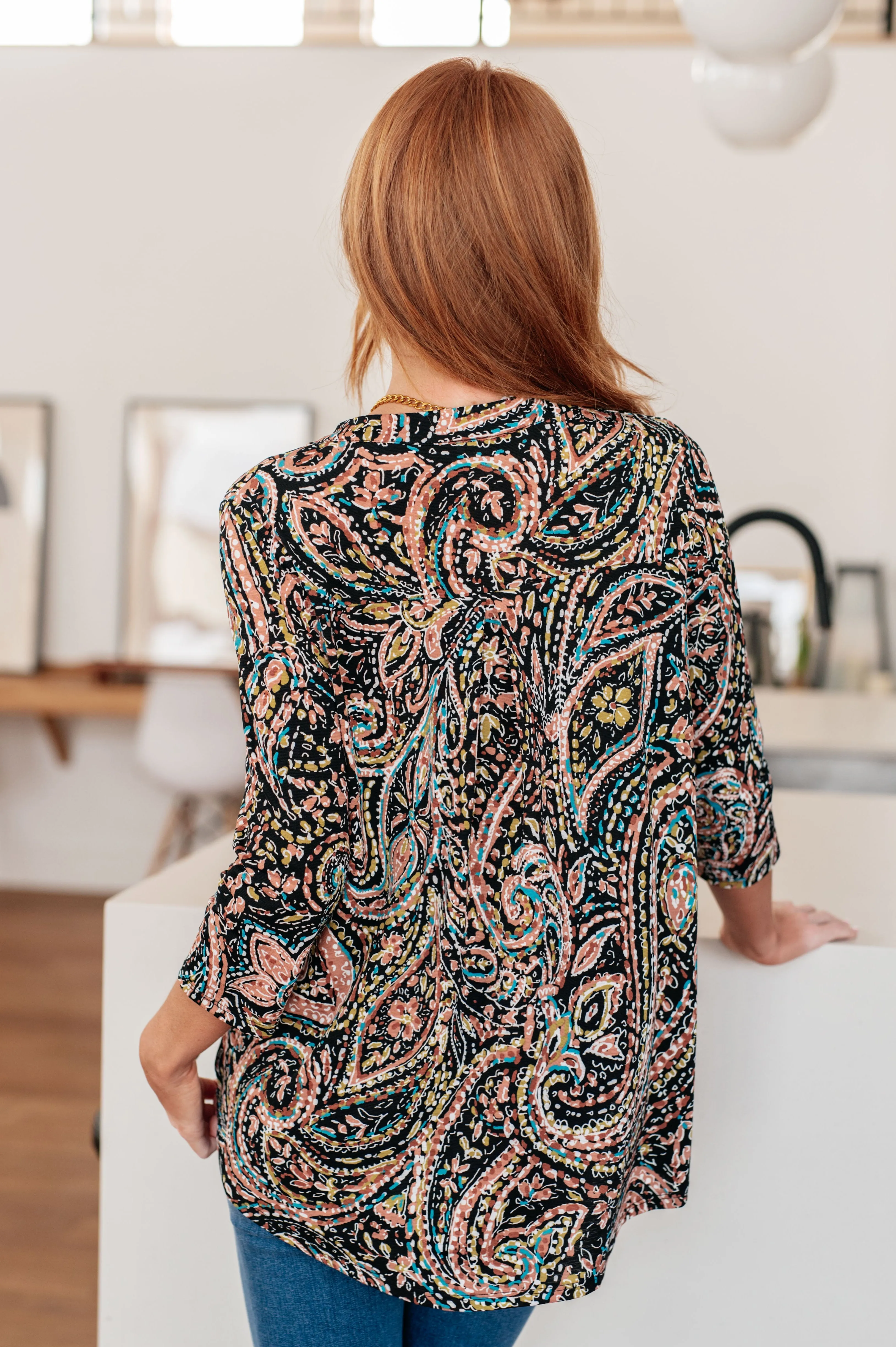 Hazel Blues® |  I Think Different Top Teal Paisley