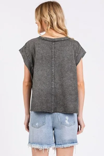 Hazel Blues® |  Mittoshop Round Neck Cap Sleeve T-Shirt