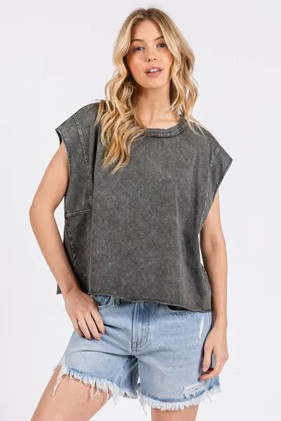 Hazel Blues® |  Mittoshop Round Neck Cap Sleeve T-Shirt