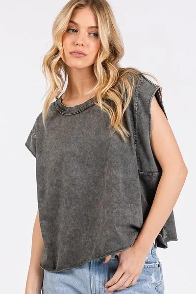 Hazel Blues® |  Mittoshop Round Neck Cap Sleeve T-Shirt