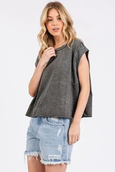 Hazel Blues® |  Mittoshop Round Neck Cap Sleeve T-Shirt