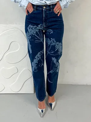 High Waisted Organic & Recycled Laser Dandelion Dark Blue Jeans