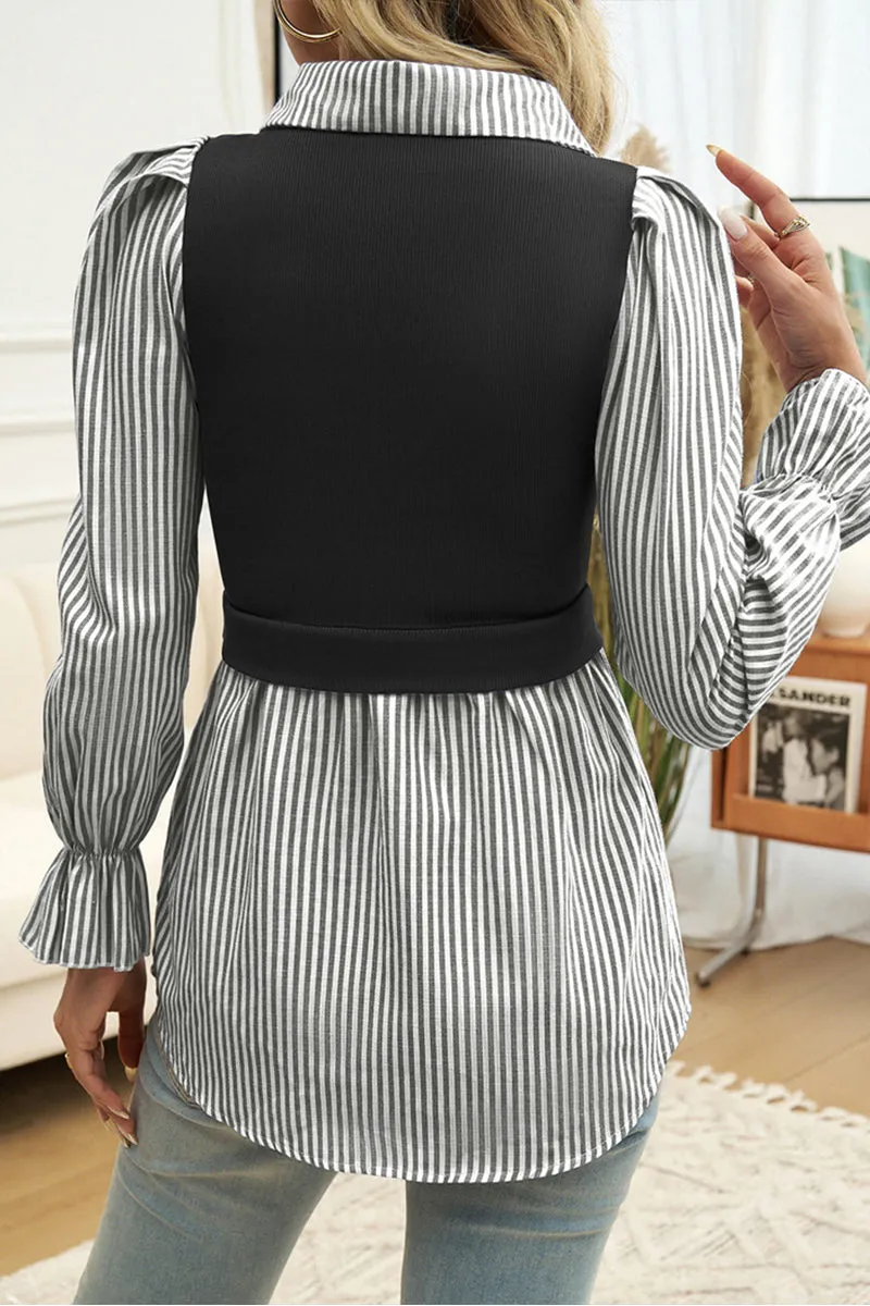 HTR1102 Striped Layered Blouse