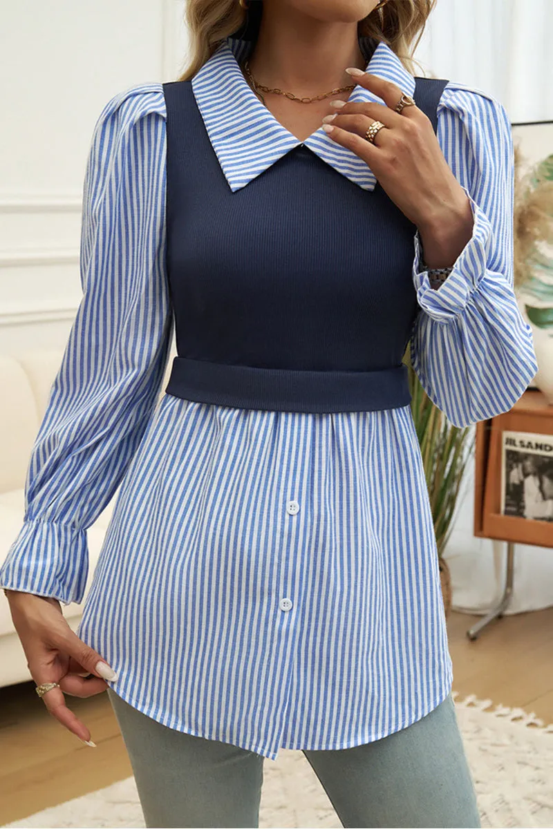 HTR1102 Striped Layered Blouse