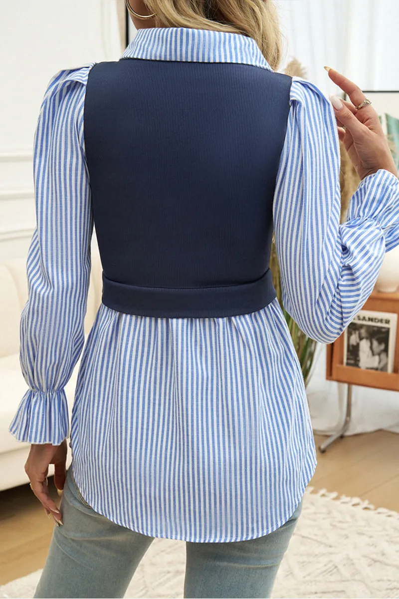 HTR1102 Striped Layered Blouse