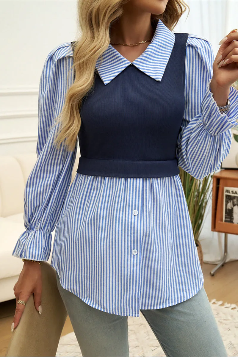 HTR1102 Striped Layered Blouse