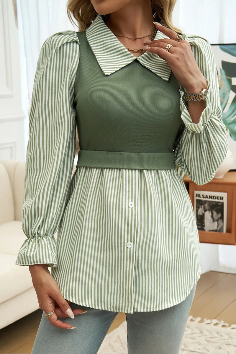 HTR1102 Striped Layered Blouse