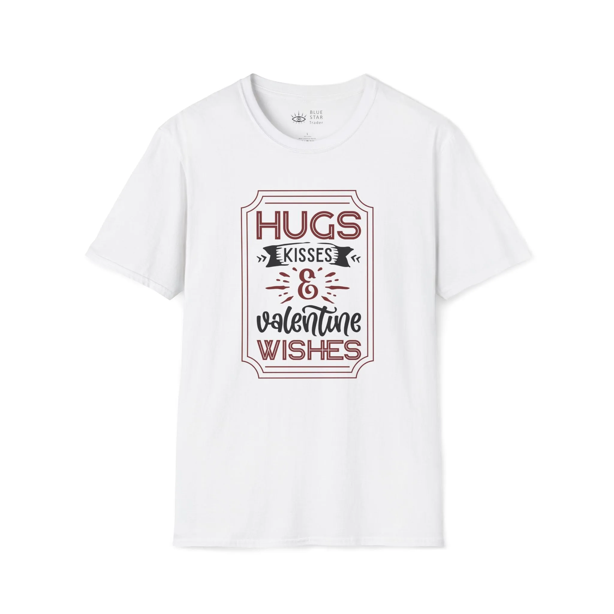 Hugs Kisses and Valentine Wishes Unisex Softstyle T-Shirt, Valentines Day Tee