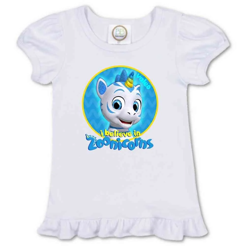 I Believe In Zoonicorns, Valeo, Ruffle Girl's Tee