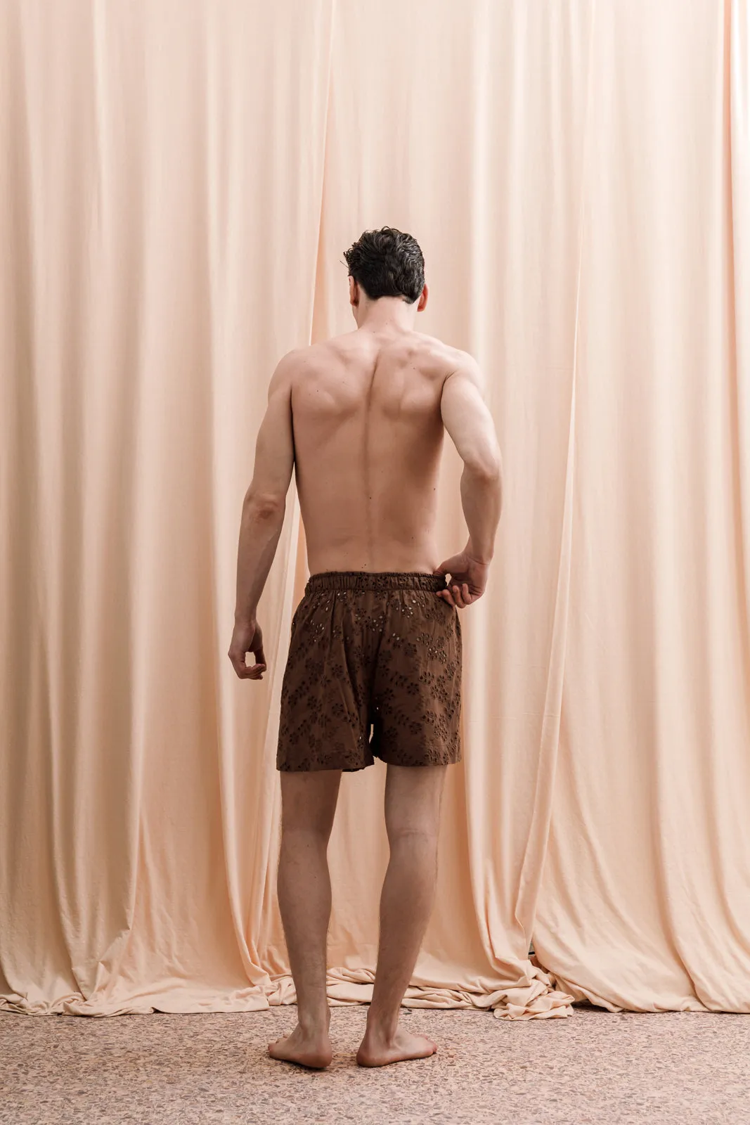 Iberis Embroidered Boxer Shorts Brown