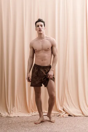 Iberis Embroidered Boxer Shorts Brown