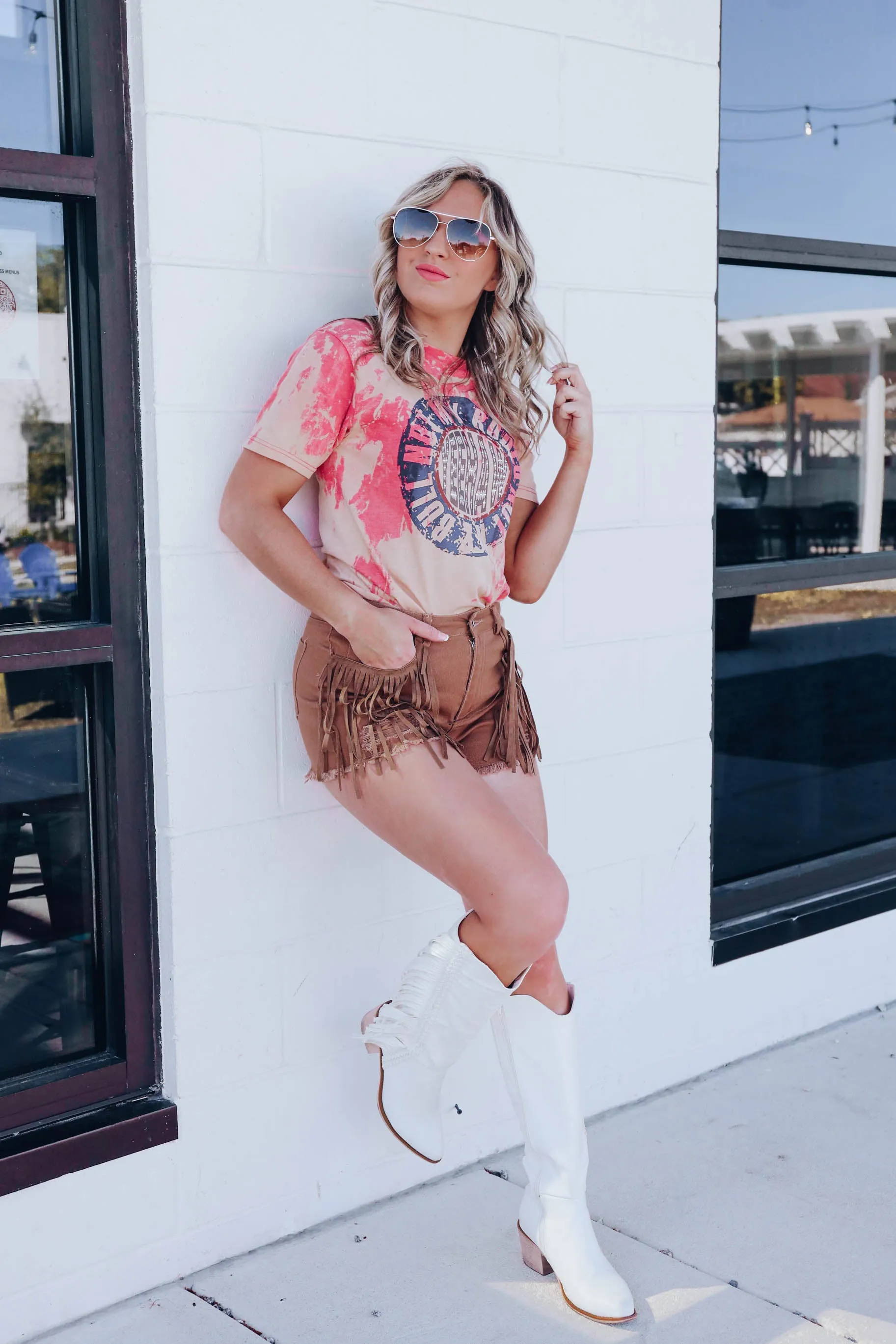 In Style Fringe Denim Shorts - Mocha