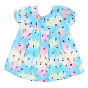 Infants Cup Cake Girls Digital Print Casual Top For Girls - Blue | Bachaa Party Baby Clothes Girls Tops & T-Shirts