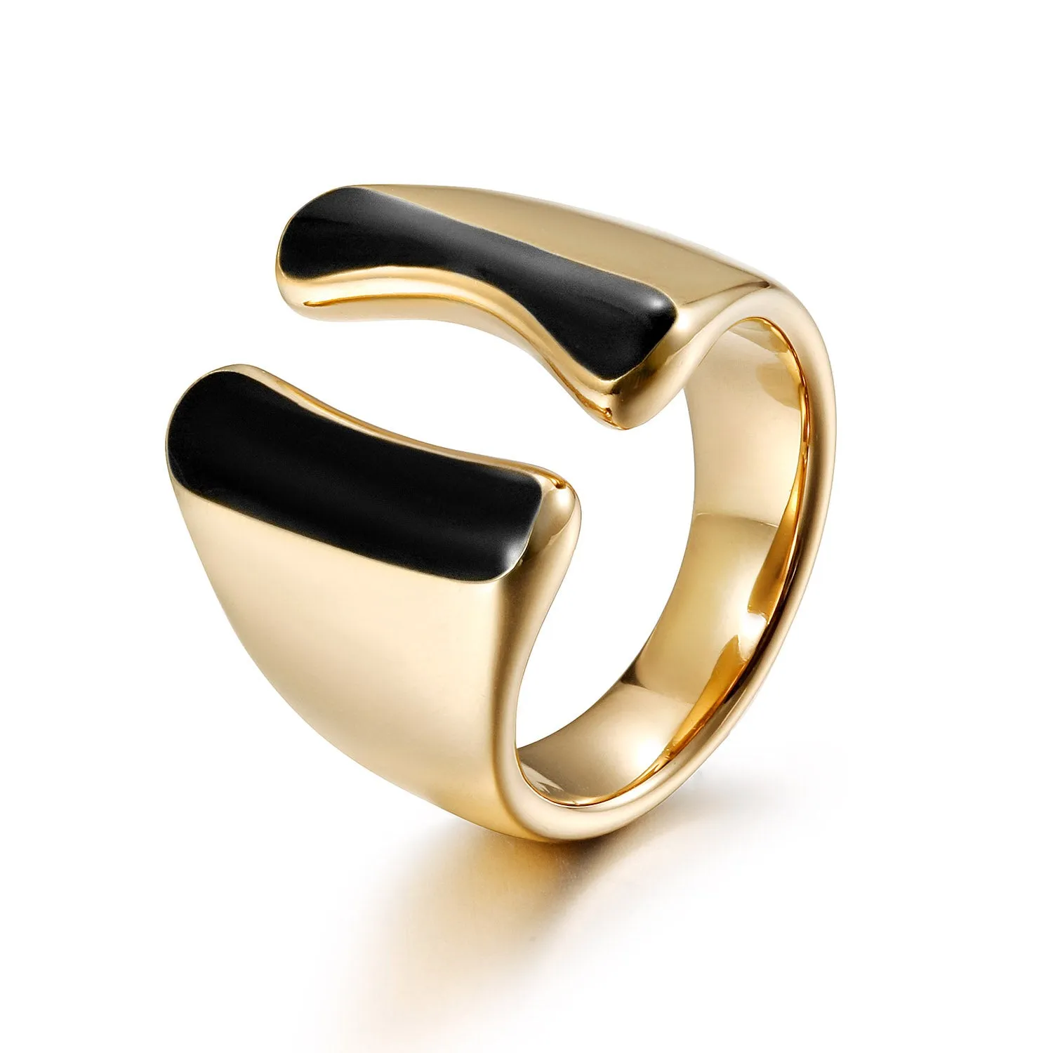 Intermediate color exaggerated smooth ring-NSR261STGCBK