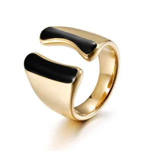 Intermediate color exaggerated smooth ring-NSR261STGCBK