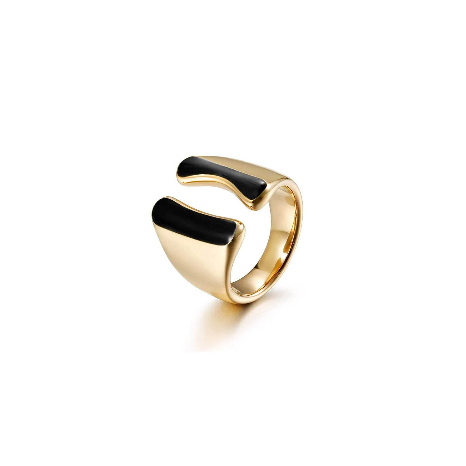 Intermediate color exaggerated smooth ring-NSR261STGCBK