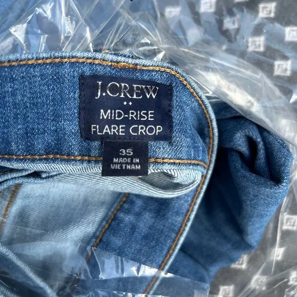 J Crew Flare Crop Jeans 35 NWT Blue Pebble Wash Denim Women's BX540 J.Crew