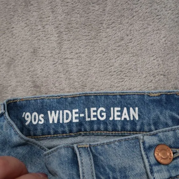 J Crew Jeans Womens 25 Blue 90s Wide Leg Whiskering Light Wash Casual Preppy