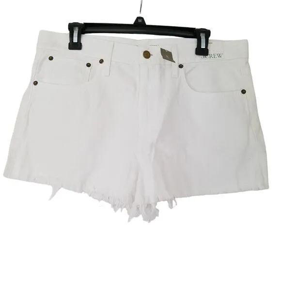 J. Crew Relaxed‎ Denim Shorts Womens Size 29 White Raw Hem NWT $89 BP340