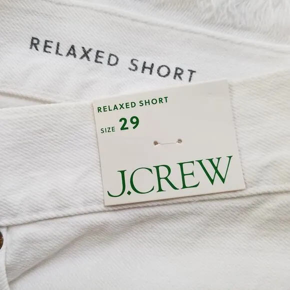 J. Crew Relaxed‎ Denim Shorts Womens Size 29 White Raw Hem NWT $89 BP340