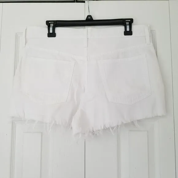 J. Crew Relaxed‎ Denim Shorts Womens Size 29 White Raw Hem NWT $89 BP340