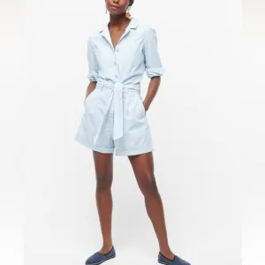J. Crew Size 14 Foundry Chino Shorts Overalls Light Sky Blue Belted Relaxed Fit