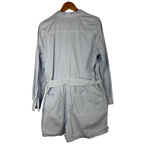 J. Crew Size 14 Foundry Chino Shorts Overalls Light Sky Blue Belted Relaxed Fit