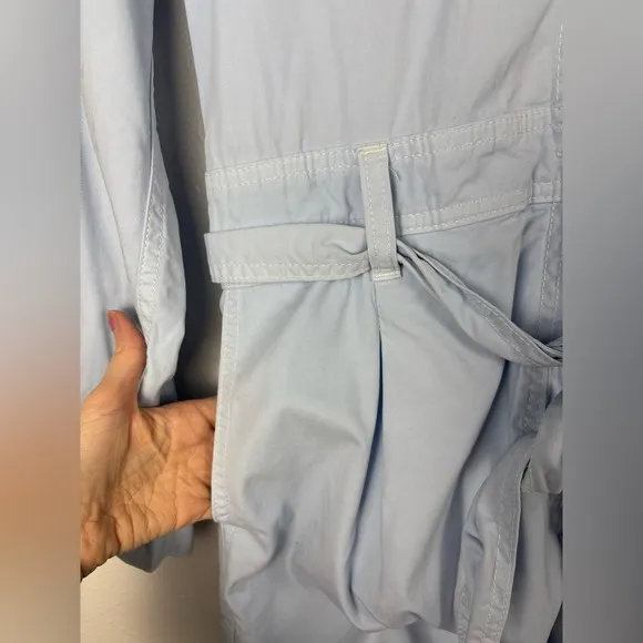 J. Crew Size 14 Foundry Chino Shorts Overalls Light Sky Blue Belted Relaxed Fit