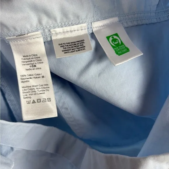 J. Crew Size 14 Foundry Chino Shorts Overalls Light Sky Blue Belted Relaxed Fit