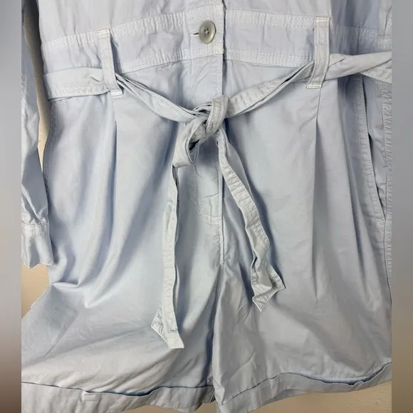 J. Crew Size 14 Foundry Chino Shorts Overalls Light Sky Blue Belted Relaxed Fit