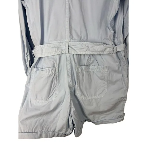 J. Crew Size 14 Foundry Chino Shorts Overalls Light Sky Blue Belted Relaxed Fit
