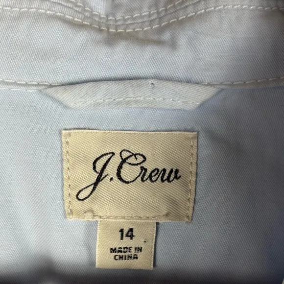 J. Crew Size 14 Foundry Chino Shorts Overalls Light Sky Blue Belted Relaxed Fit