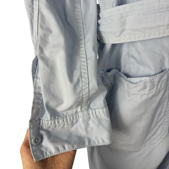 J. Crew Size 14 Foundry Chino Shorts Overalls Light Sky Blue Belted Relaxed Fit