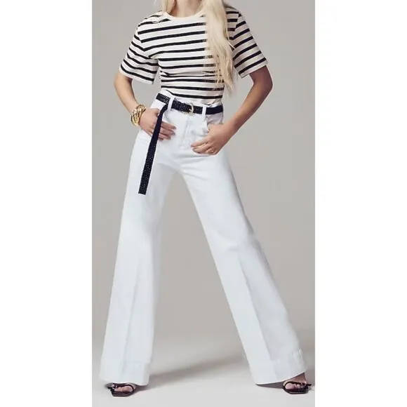 J. Crew Wide-leg denim trouser in white Size 32