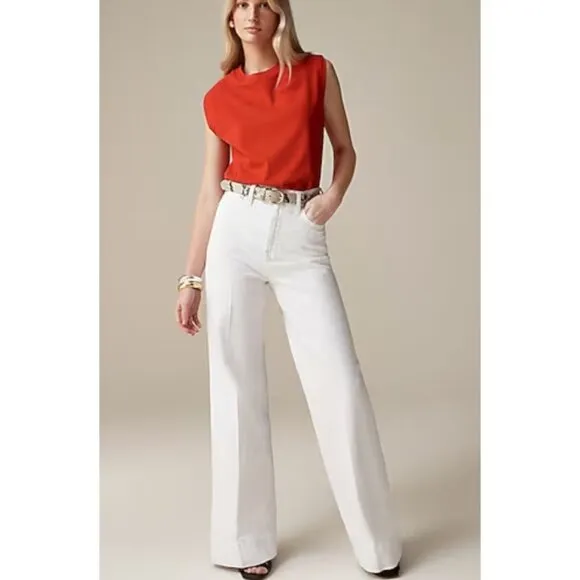 J. Crew Wide-leg denim trouser in white Size 32