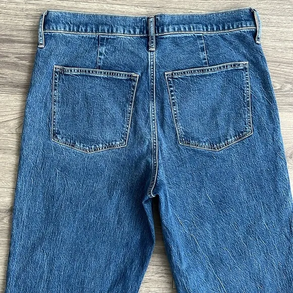 J.CREW Full Length Wide Leg Jeans Size 31 Dark Wash Patch Pocket Bohemian Retro
