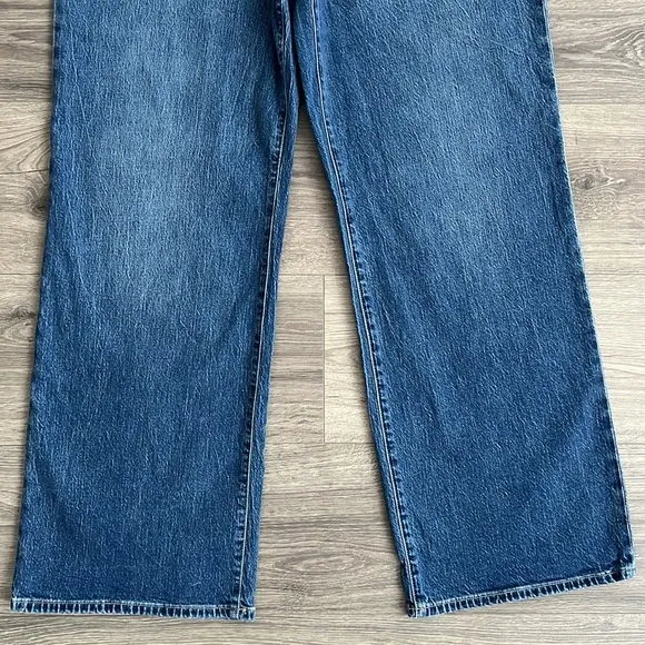 J.CREW Full Length Wide Leg Jeans Size 31 Dark Wash Patch Pocket Bohemian Retro