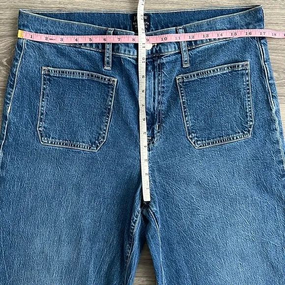 J.CREW Full Length Wide Leg Jeans Size 31 Dark Wash Patch Pocket Bohemian Retro