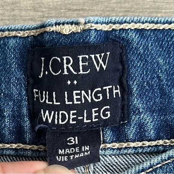 J.CREW Full Length Wide Leg Jeans Size 31 Dark Wash Patch Pocket Bohemian Retro
